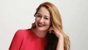 Miranda Otto Smilingin Red Dress Wallpaper