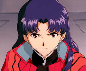 Misato Katsuragi Striking A Confident Pose Wallpaper