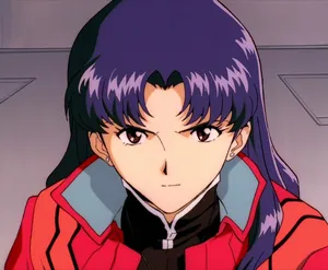 Misato Katsuragi Striking A Confident Pose Wallpaper