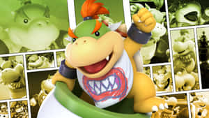 Mischievous Bowser Jr. Smiling On Fiery Ground Wallpaper