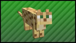 Mischievous Ocelot Exploring A Vibrant Minecraft World Wallpaper