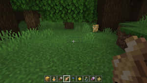 Mischievous Ocelot Roaming Through The Vibrant Minecraft World Wallpaper