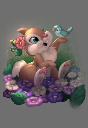 Miss Rabbit's Joyful Playtime Wallpaper