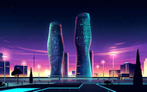 Mississauga Absolute Towers Night Illustration Wallpaper