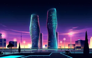 Mississauga Absolute Towers Night Illustration Wallpaper