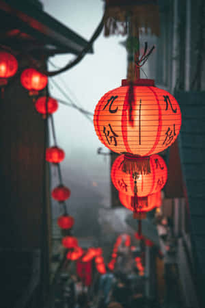 Misty_ Alley_ Red_ Lanterns Wallpaper