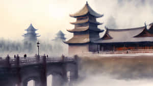 Misty Ancient Chinese Architecture Wallpaper