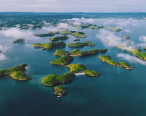 Misty Archipelago Aerial View Wallpaper