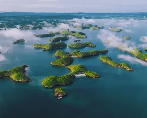 Misty Archipelago Aerial View Wallpaper