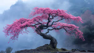 Misty Cherry Blossom Tree4 K Wallpaper