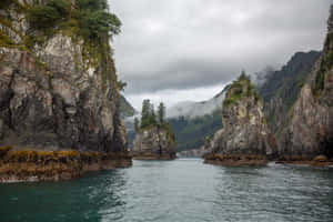 Misty Fjord Cliffs Waterway Wallpaper