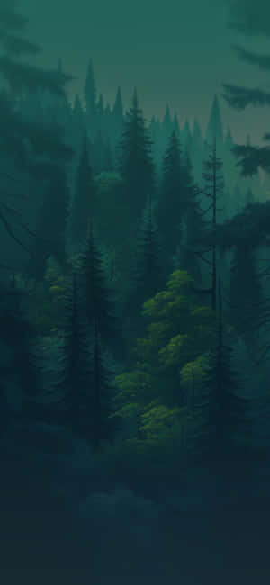 Misty Forest Green Minimalist Wallpaper