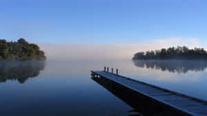 Misty Lake Dawn Pier4 K Wallpaper