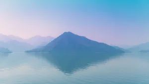 Misty Lake Mountain Reflection Wallpaper