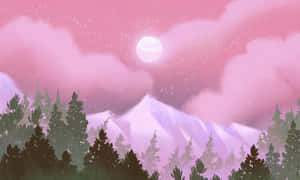 Misty Mountain Moonrise Wallpaper