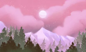 Misty Mountain Moonrise Wallpaper