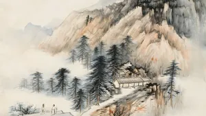 Misty Mountain Retreat Wallpaper