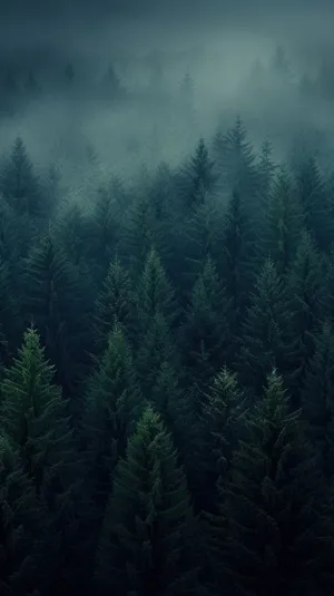 Misty_ Pine_ Forest_ Aerial_ View.jpg Wallpaper