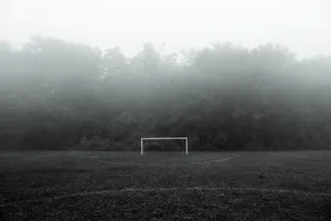 Misty Soccer Field Goal Post Wallpaper