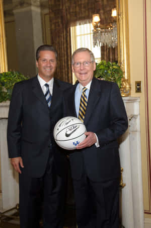 Mitch Mcconnell With Coach John Calipari Wallpaper