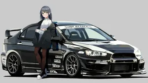 Mitsubishi Lancer Evolution Jdm Anime Girl Wallpaper