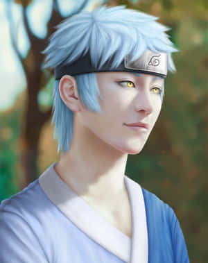 Mitsuki Standing Confidently Under A Crescent Moon Wallpaper