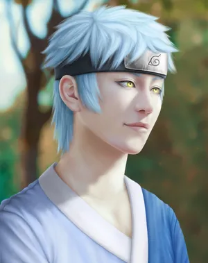 Mitsuki Standing Confidently Under A Crescent Moon Wallpaper