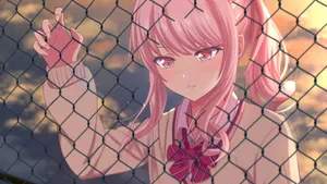 Mizuki Akiyama Behind Fence Wallpaper