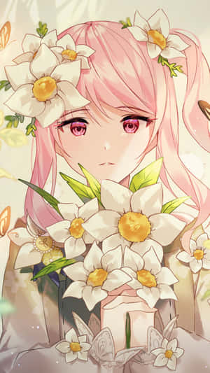 Mizuki Akiyama Floral Portrait Wallpaper