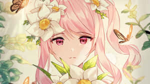 Mizuki Akiyama Floral Portrait Wallpaper