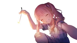 Mizuki Akiyama Holding Sparkler Wallpaper