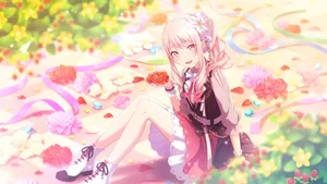 Mizuki Akiyama In Floral Setting Wallpaper