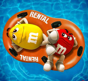 Mms Yellow And Red Floating Wallpaper