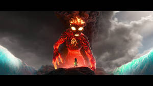 Moana Facing Lava Te Fiti Wallpaper