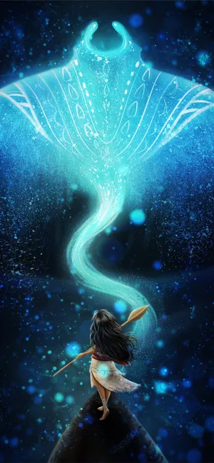 Moana Glowing Manta Ray Journey Wallpaper