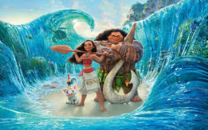 Moana Pua Hei Hei And Maui Wallpaper