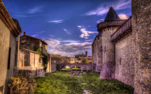 Moat Bridge At Cite De Carcassonne Wallpaper