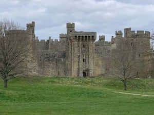 Moated Bodiam Castle In England Front View Shot Wallpaper