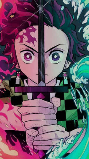 Mobile Phone With Kimetsu No Yaiba - A Demon Slayer Themed Iphone 11 Wallpaper