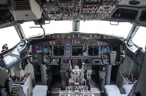 Modern Airliner Cockpit View Wallpaper