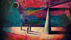 Modern Colors And Shapes Converge In This Contemporary Art Wallpaper