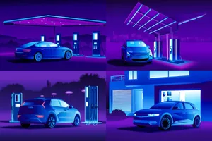 Modern Electric Vehicle Charging At Station Wallpaper
