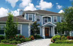 Modern House Entrance Driveway Wallpaper