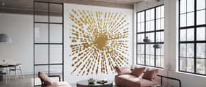 Modern Living Room Gold Starburst Artwork Wallpaper