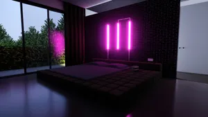 Modern Neon Bedroom Ambiance Wallpaper