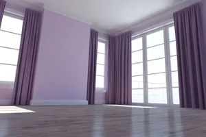 Modern Roomwith Purple Curtains Wallpaper