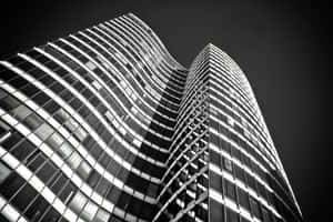 Modern Skyscraper Curvature Blackand White Wallpaper