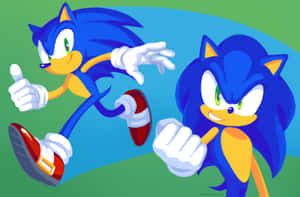 Modern Sonic Sprinting Through A Vibrant Landscape Wallpaper