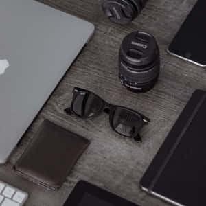 Modern Tech Workspace Accessories Wallpaper