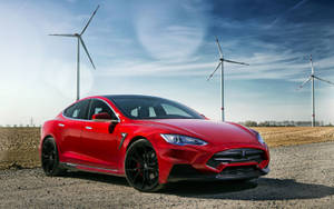 Modern Tesla Model S With Elaborate Larte Design Wallpaper